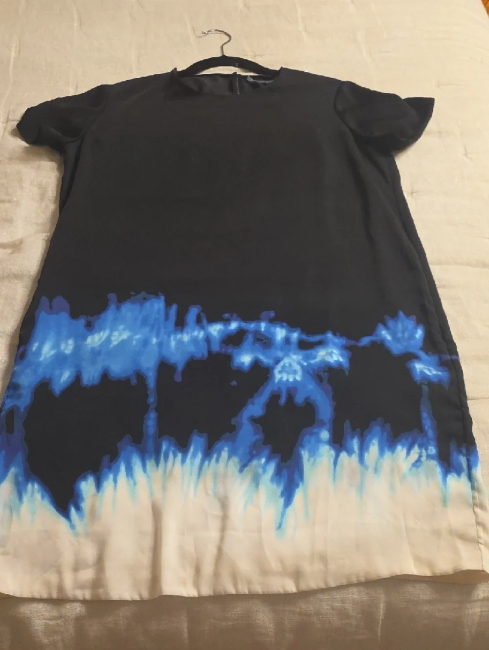 Vince Black Blue White Tie-Dye Mini Dress Size 10